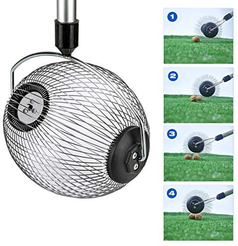 DEMA Fallobstsammler – Obstsammler, Nusssammler, Hagebuttensammler, Golfballsammler, Teleskop Roll-Sammler, Walnüsse & Nüsse, robust & leicht, ideal für Garten, Obst, Nüsse & Sportplätze