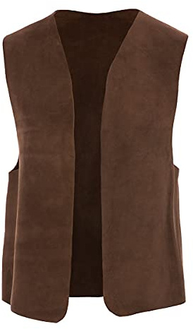 Andracor - Handgefertigte Lederweste aus hochwertigem Velourleder- Kostüm-Zubehör für LARP, Mittelalter, Cosplay, Western & Fantasy - Farbe: dunkelbraun - Größe: XL