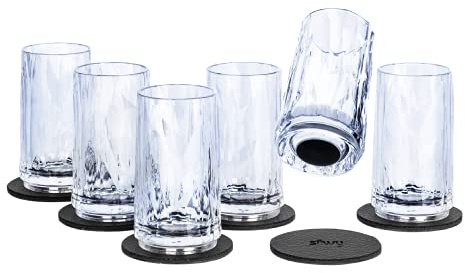 silwy® Hightech-Kunststoff-Magnet-Gläser inkl. Metall-Nano-Gel-Pads – rutschfeste Campinggläser, Boot- und Yachtzubehör (Shot // 0,04 l // 6er Set)