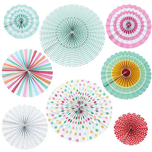 Abanicos de Papel Plegables Flores Decoracion, Decoracion Fiesta Carnaval, Abanicos de Boda Decoración para Fiestas, Ceremonia de Boda, Mesa Dulce, Cumpleaños, Festividades (Multicolor)