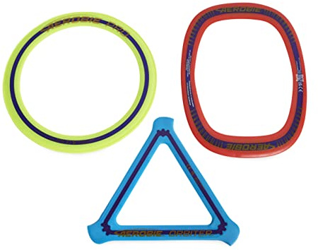 Aerobie 3-Piece Flying Ring Combo Pack with Pro Ring, Orbiter Boomerang, and Pro Blade, Lightweight Kids Toys for Disc Golf & Outdoor Games, Ages 5+