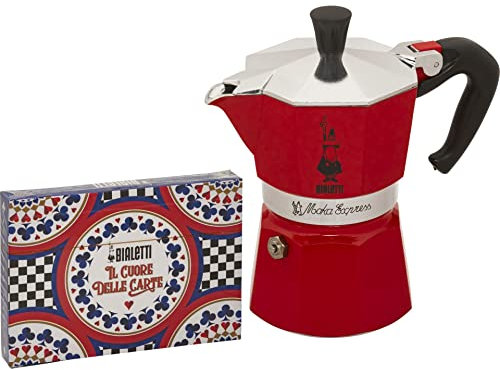 BIALeTTI SETREG202108 caffettiera Manuale Moka Nero, Rosso