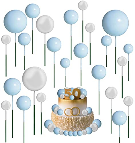 66pcs Balloon Cake Topper Set Mini Ball Round Pearl DIY Cake Inserts