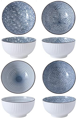 TuYines Cereal Bowls Set,Porcelain Dessert Bowls, Soup Bowls,Dessert Bowls,Ceramic Rice Bowl,4.75 Inch Serving Bowls for Rice,Ice Cream,Soup,Breakfasts,Noodles, Microwave and Dishwasher Safe