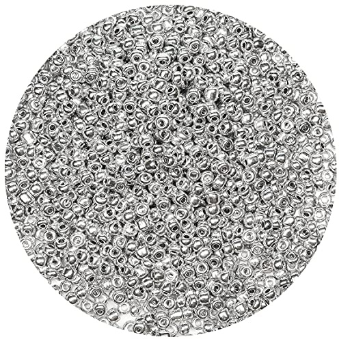 Bala&Fillic 4mm Silber Farben Glasperlen zum Auffädeln, 6/0 Perlen für Armbänder, perlen für Schmuckstücke Selber Machen (Silber)