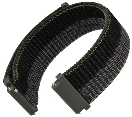 WOCCI Justerbart sportklockarmband i nylon med kardborreband, klockarmband med snabbkoppling för män och kvinnor, bandbredd 18 mm 20 mm 22 mm, Svart/grå, 22mm