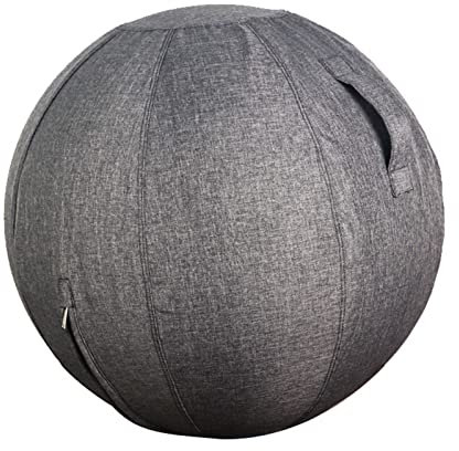 PRELGOSP Sitzball Stoffbezug, Bezug für Sitzball mit Griff, Faltbar Yoga Ball Abdeckung, Gymnastikball Bezug für Zuhause, BüRo, Pilates, Yoga Jetzt,Grau,65cm/25.6in