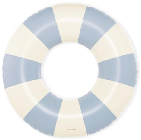 Petites Pommes Swimming Tube Für Erwachsene – Robuster Schwimmreifen, Handbedrucktes Klassisches Streifendesign Pool Tubes, Komfortnähte, Reisefreundlich Packbar, Light Blue, 120 cm