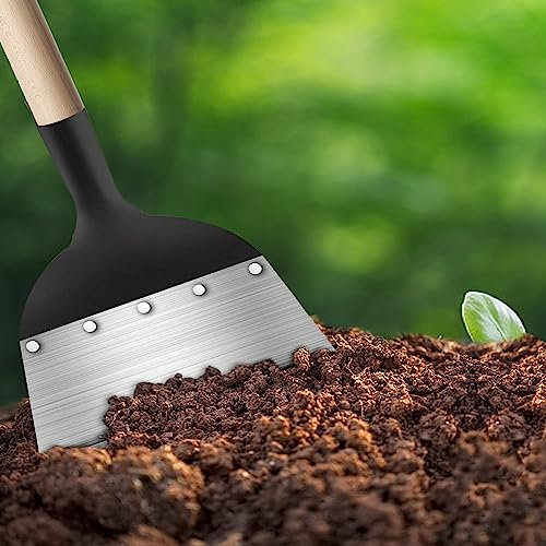 Pala de Limpieza de JardíN,Pala de JardíN Multifuncional,Pala Plana de Acero Multifuncional,Herramienta de Deshierbe de Acero Al Carbono para Limpieza de Jardines al Aire Libre, 28cm