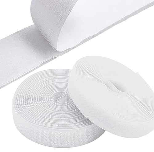 FUYIOCN Klettband Selbstklebend Extra Stark - 10M X 20mm Breit Klettstreifen für Fliegengitter, Doppelseitig, Selbstklebendes, Weiß