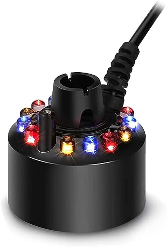 XUJAIOLQP Brumisateur humidificateur d'air,12 LED Fontaine d'eau étang Machine à Brouillard atomiseur avec Adaptateur d'alimentation, Brouillard ultrasonique pour Fontaine d'eau étang,Halloween