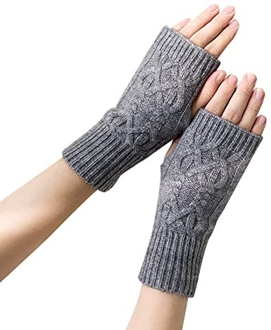 XIUH Damen Fingerlose Handschuhe Handgelenk Handschuhe lang Handwärmer Stulpen Fäustlinge Strick Fingerlose Fäustlinge Lange Stricken Armstulpe Strick Fingerlose Fäustlinge