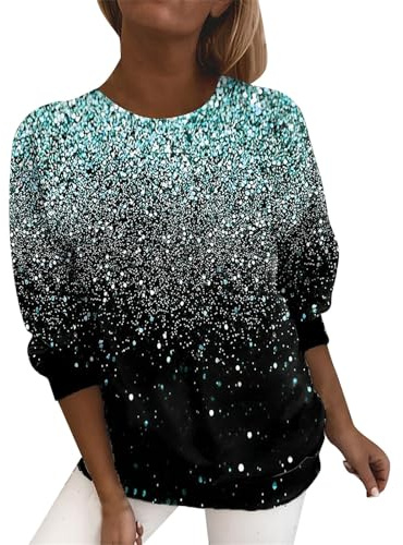 Camicia Donna Maglietta Elegante Curvy Manica Lunga Maglie Casual T-Shirt Cerimonia Camicia da Cocktail Scollo a V Tee Bluse con Stampa Maglietta Moda Abbigliamento Saldi