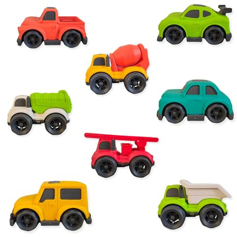 alldoro 69652 Spielzeug Autos - Set 8 Stück, 10,5 x 6,5 x 7 cm, bunt, aus Kunststoff-Weizenstroh-Gemisch, ecofriendly