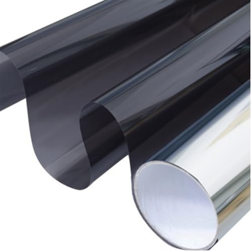 Schutz Sonnenschutzfolie Vollschattierende Glasfolie, Sonnenschutz, Wärmedämmung, undurchsichtige Fensterfolie, Anti-Peeping, Balkonbeschattung(Color:Silvery,Size:60cmX200cm)