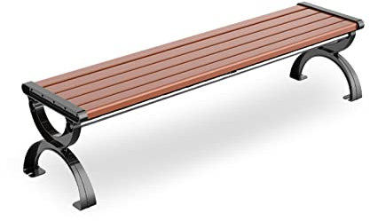 Gartenbank, Bank ohne Rückenlehne, 2-Sitzer-Sofa aus Holz, kann mit Rückenlehne, Armlehne, Aluminiumrahmen, Sitzbereich im Freien, Garten, Schule Sein (Farbe: B-offene Rückenlehne, Größe: 12