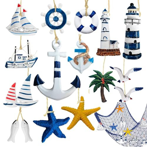 15 Pezzi Decorazioni Marine, Stelle Marine Decorative, Da Appendere, Tema Mare, Stile Marittimo, Per Mini Rete Da Pesca, Murali