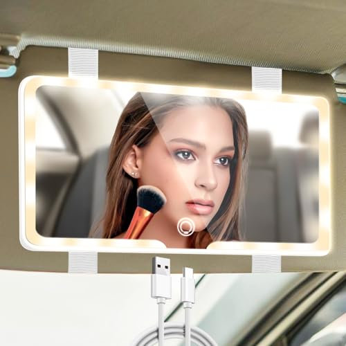 Miroir cosmétique de voiture - Pare-soleil LED - Avec 3 modes d'éclairage - Portable - Intérieur avec lumière - Universel - Pour rétroviseur de siège