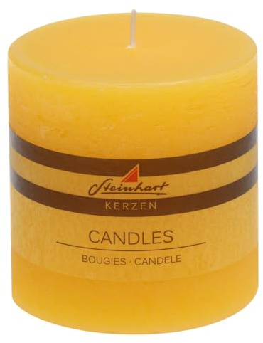 Stumpenkerzen Raureif Gelb 100/98 mm Steinhart Kerzen in RAL-Kerzen Güte Qualität