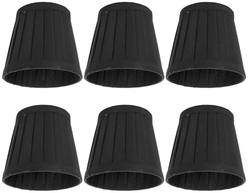 Kronleuchterschirme, kleine Lampenschirme zum Aufstecken von Glühbirnen, Lampenschirm aus Stoff, Lampenschirme für Tischlampen, 8,6 x 10,9 x 12,2 cm, 6er-Set (schwarz)
