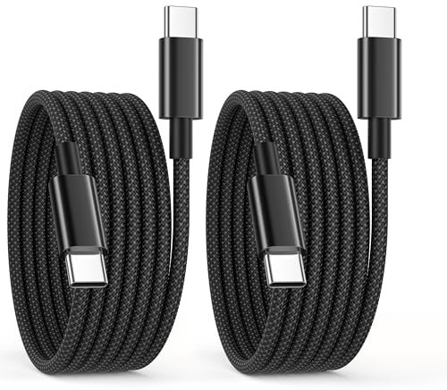 Cavo USB Type-C 3 Metri 2Pezzi, 60W Cavo USB C a USB C per iPhone 16/16 Pro Max/15/15 Pro Max/15 Plus, Macbook, iPad, Samsung Galaxy S25,S24, 3M Lungo Cavo Type C to Type C Cavo Ricarica USB C Cavetto