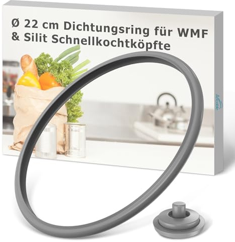 Ancable 22cm Schnellkochtopf Dichtungsring & Kochsignal Dichtung Set für WMF, Silikon Ersatzteile Kompatibel mit WMF & Silit 3L-8.5L Schnellkochtopf (6068559990 6093109502)