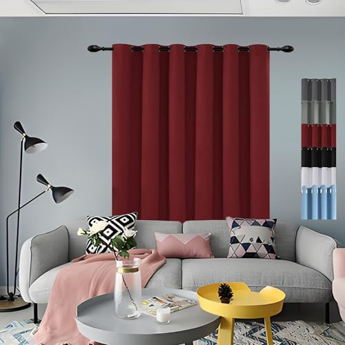 GOUSUN Thermal Curtains Eyelet 110 x 165 cm Decorative Blackout Curtains Curtain Door Curtain Thermal Insulated Crushed Velvet Curtains for Bedroom,1 Panels, Red