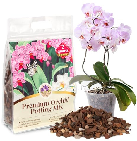 BYSHIGEBAO Orchid Bark Potting Mix with Pine Bark and Perlite, Fast Draining Orchid Soil for Healthy Roots, Ideal for Repotting Orchid and Orchid Bark for Indoor Plants (2 Quarts)
