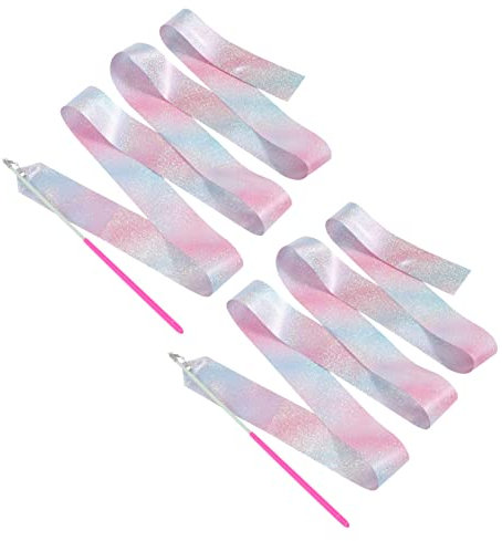 GALPADA 2 Stück Kinder Tanzband Streamer 2m Farbige Bänder Dekoratives Glänzendes Band für Tanz und Fitness für Kinder und Mädchen Spiel und Bewegung