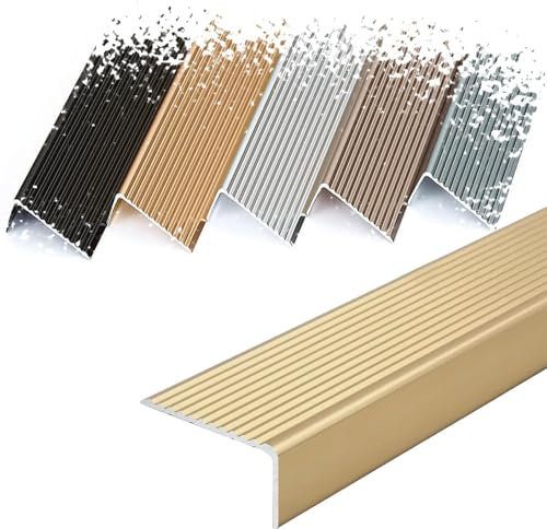 DRFGHK Treppenkantenprofil aus Metall – rutschfeste Treppenkantenleiste für Holz/Vinyl/Fliesen – Gold, 14 Stück – 48/120 cm