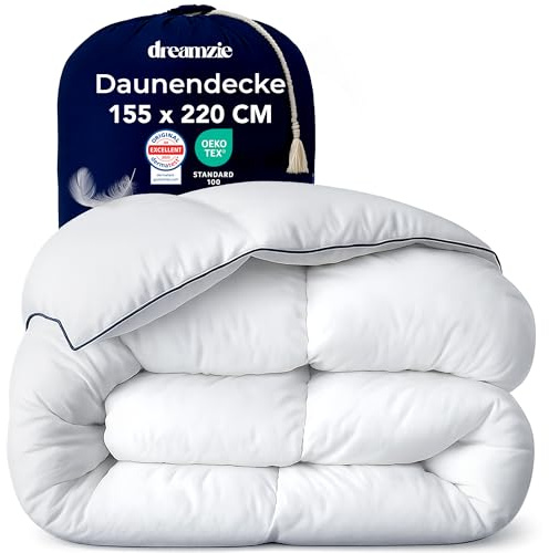 Dreamzie - Ultra Comfort Duntäcke 155x220 cm - Feather & Duck Dun Duvet - Dubbeltäcke - 650gsm - Oeko-Tex, RDS & Downpass Certified