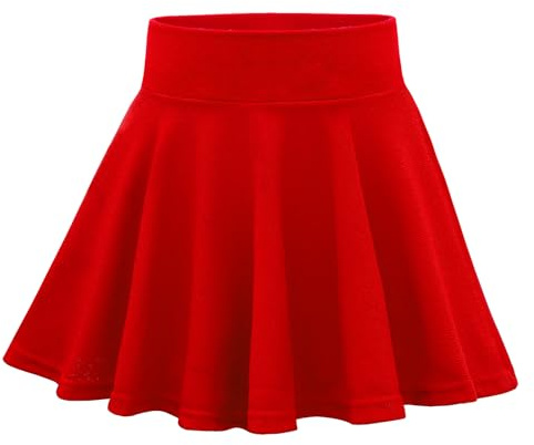 KAKU NANAU Jupes et Jupes-Shorts Fille 9-14 Ans Courte Jupe Plissée Haute Taille Élastique Noir Blanche Rouge Rose