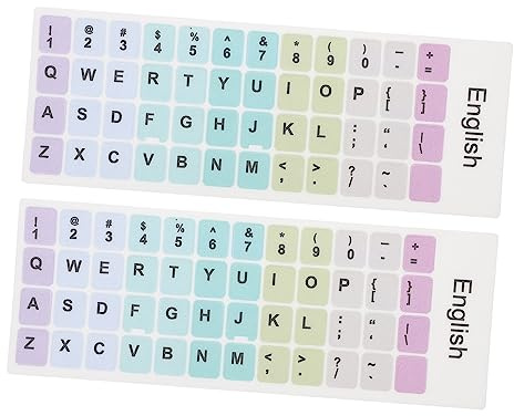 Vaguelly 2 Sheets Laptop Keyboard Sticker English Keyboard Decorative Sticker Language Replacement