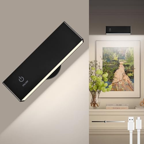 Alinana Rechargeable Wall Sconce, Magnetic Removable 360° Rotate - Battery Operated Wall Mounted Light for Bedroom Vanity/Refrigerator/Picture, 4000mAh, No Drill Renter-Friendly Wall Lamp (1Pack)