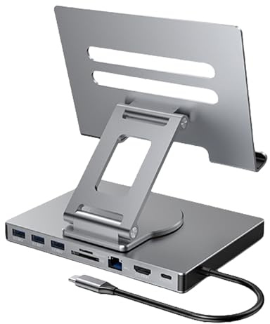 8/9 In 1 Type C Docking Station Aluminum Docking Station Laptop Stand USB3.0 Multiple Ports Hub Gigabit Ethernet Adapter Tablet Rotating Stand