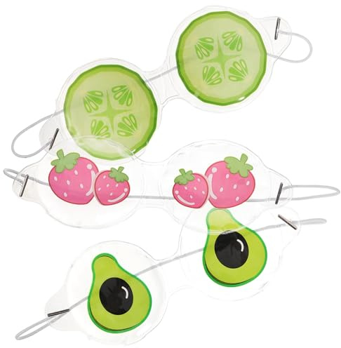 HEALEEP 3 Stück-pack Kühlende Pvc Augenmasken für Kinder mit Wiederverwendbarer Eiskühlung Atmungsaktiv für Reisen und Entspannung Zufälliger Stil