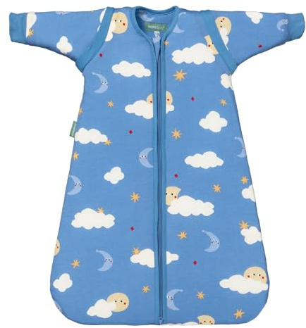 molis&co - Saco de dormir para bebé 1.0 TOG con Mangas Desmontables - Ideal para primavera y otoño - 100% algodón (OEKO-TEX 100) (Good Night, 6-12 meses)
