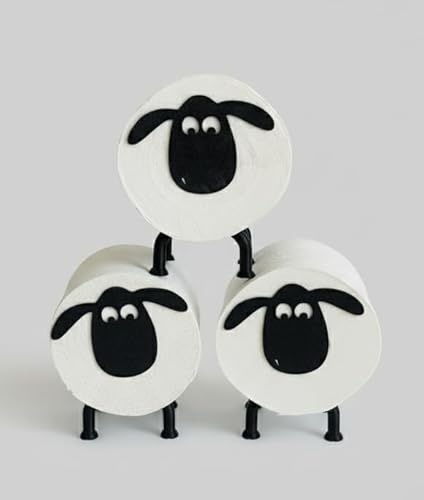 Toilettenpapierhalter Schaf Andy (3er-Set) – Lustiger Klopapierhalter für Badezimmer & Gäste-WC | Dekorative WC-Rollenhalter stehend | Originelle Geschenkidee, 3 Stück