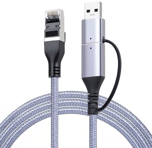 LUIRSAY Câble Ethernet USB C 2 m, adaptateur réseau USB-C vers RJ45 Gigabit LAN, compatible avec MacBook Pro/Air, iPad Pro, iPhone 15 Series, Thunderbolt 3/5, Galaxy, connexion rapide 1000 Mbps
