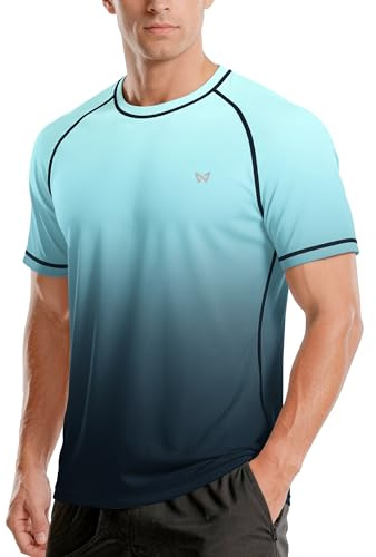 WISMBOX Herren Kurzarm UV-Shirt, UPF 50+ Sonnenschutz Schwimmshirt, Schnelltrocknend & Atmungsaktiv, Rashguard für Surfen, Schwimmen & Strand