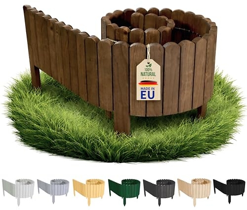 Floranica Bordo Giardino Flessibile 30 x 200 cm Marrone scuro Bordi Aiuole Legno Rollborder Bordura per Giardino Palizzata