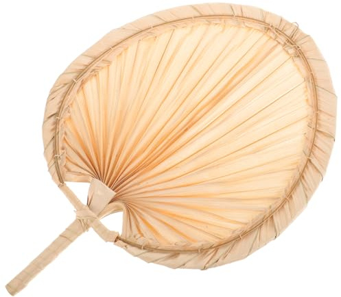 NIYANGLE Ventaglio Facile da Trasportare Vintage in Foglia di Palma Fatto a Mano Stile Cinese Design Intrecciato Naturale e Classico per Barbecue e Stagione Calda