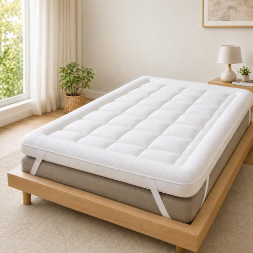 10CM Thick Mattress Topper Hotel Quality Extra Deep Mattress Topper with Elastic Corner Straps, Soft Breathable Quilted Bed Topper, (King)