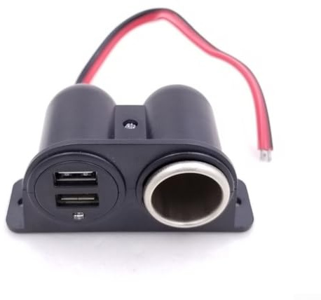 Distribuidor de encendedor de cigarrillos con puertos USB dobles para vehículos de 12 V y 24 V, adaptador de carga robusto con sistema de protección inteligente, color negro
