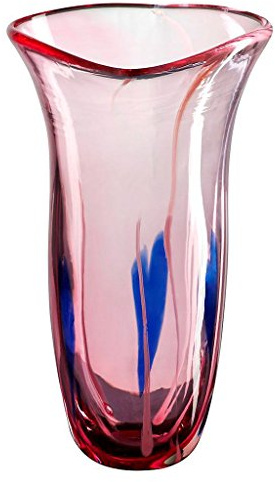 CRISTALICA Blumenvase Glas Vase Tischvase Tischdeko Hochzeitdeko Raumdekoration Asmara Rose 28 cm Glasvase