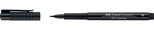 Faber-Castell 6 Fasermaler, Tusche, Pitt, Künstlerstift, Pinselspitze 1 – 5 mm, schwarz