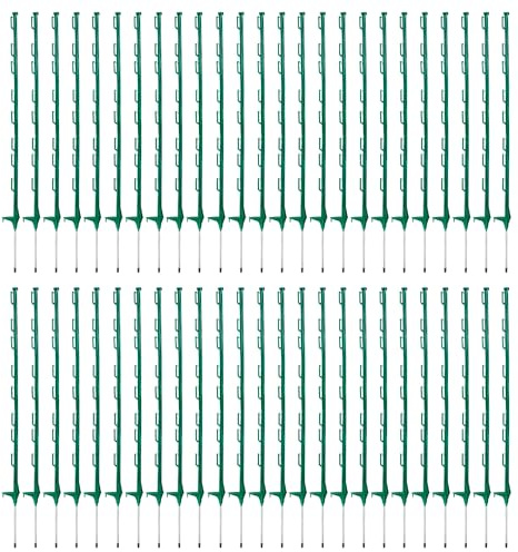 50 x Green 4ft Plastic Fence Post Stake Event Horse Paddock Safety Electric Fencing
