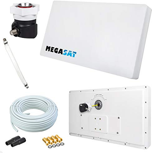 Megasat Flachantenne PROFI Line H30 D1 Single inkl. Fensterhalterung + 10m Kabel + 1x Fensterdurchführung. Neueste Generation mit besten Empfangswerten für HD und SD TV (einfache und stabile Montage)