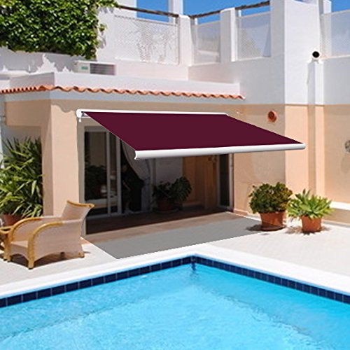 Green Bay 4.5x3M Electric Awning - Wine Red DIY Patio Awning Gazebo Canopy Complete with Fittings and Remote Control