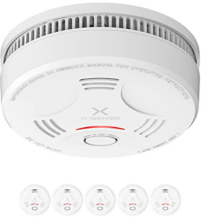 X-Sense Détecteur de Fumée avec 10 Ans de Durée de Vie de la Pile, Détecteur d'Incendie Répond à la Norme EN14604, SD11, Lot de 5